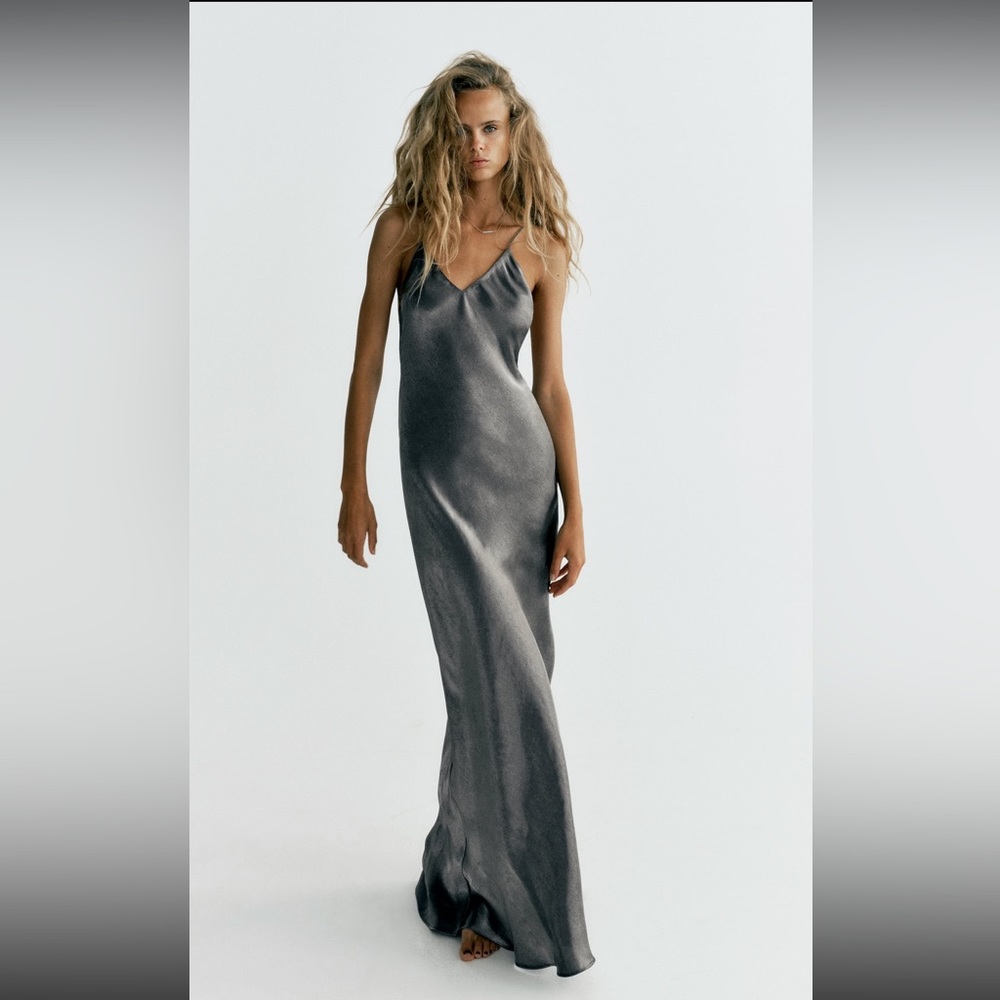 Foil Slip Dress in Silver size small!